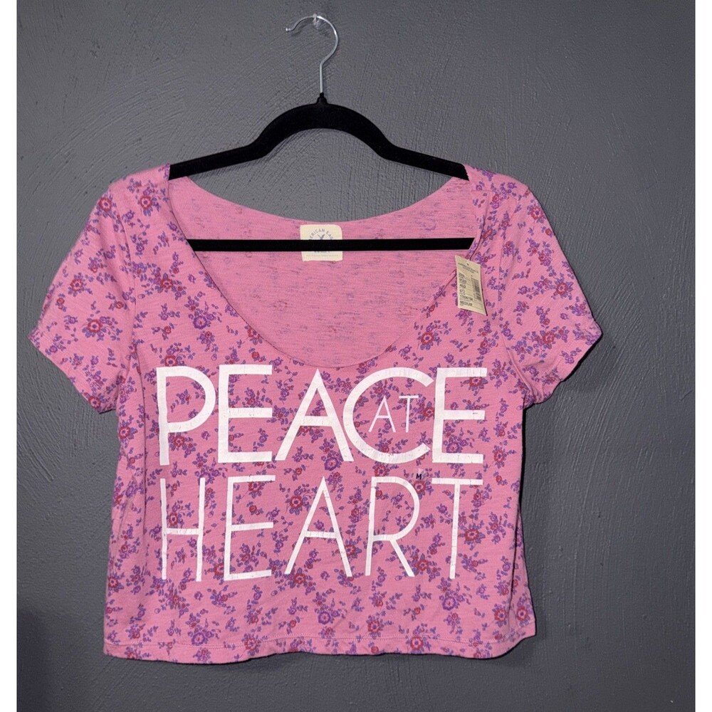 NWT Women  American Eagle AE CROPPED GRAPHIC T-SHIRT MULTI/COLORS M